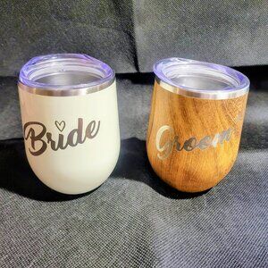 BRIDE AND GROOM TUMBLERS